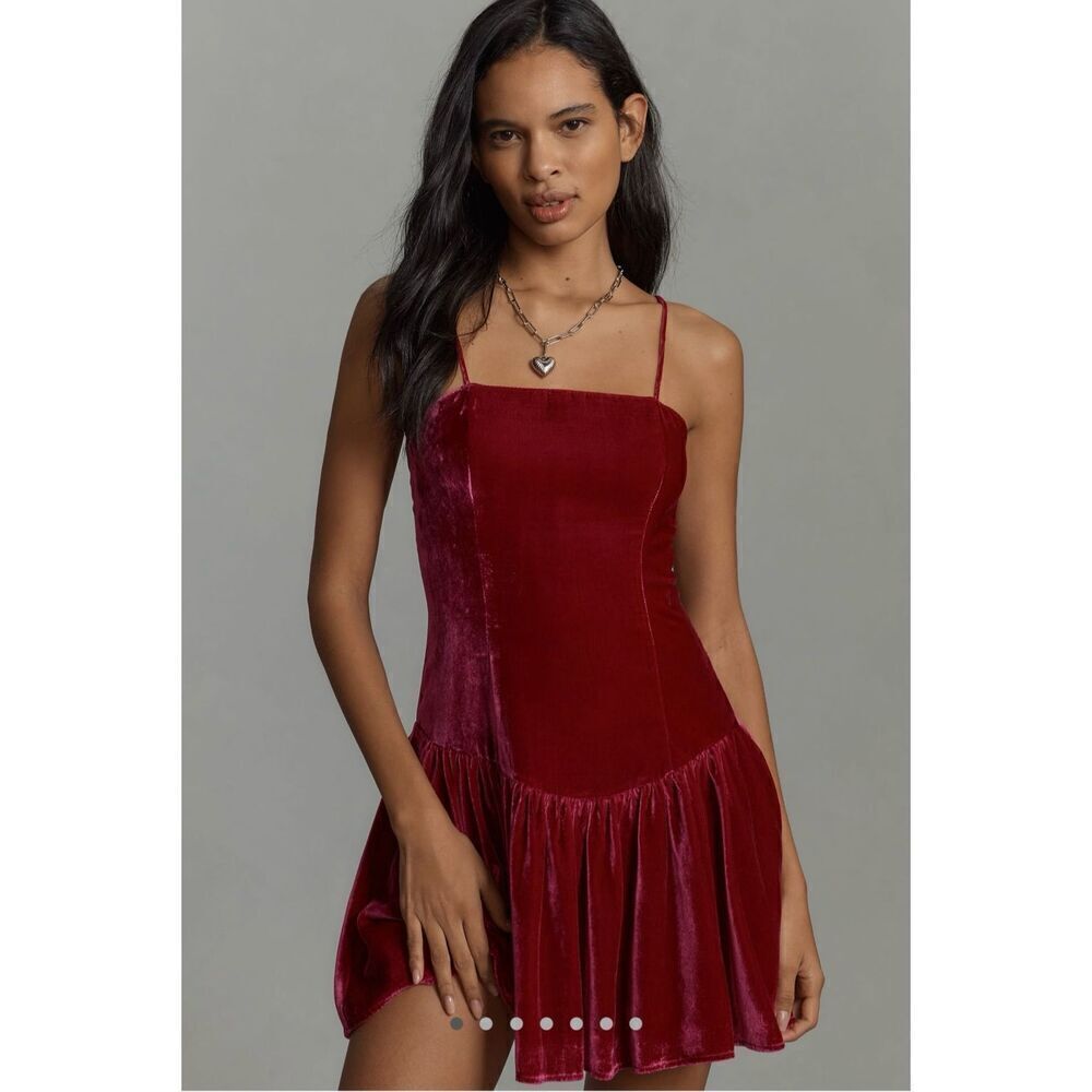Maeve Drop-Waist Velvet Mini Dress NWT